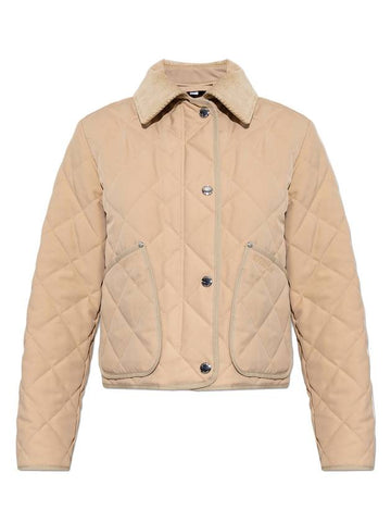 Corduroy Collar Diamond Quilted Jacket Soft Fawn - BURBERRY - BALAAN 1