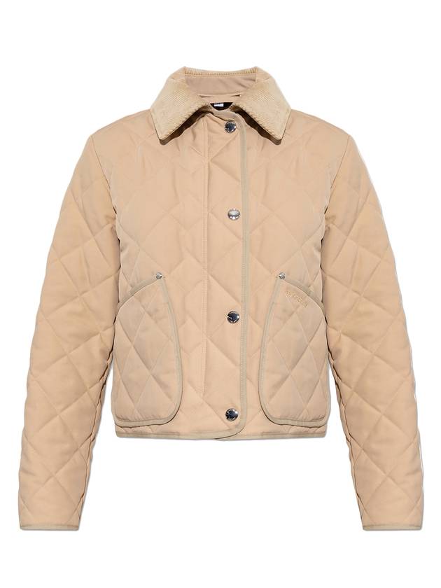 Corduroy Collar Diamond Quilted Jacket Soft Fawn - BURBERRY - BALAAN 1