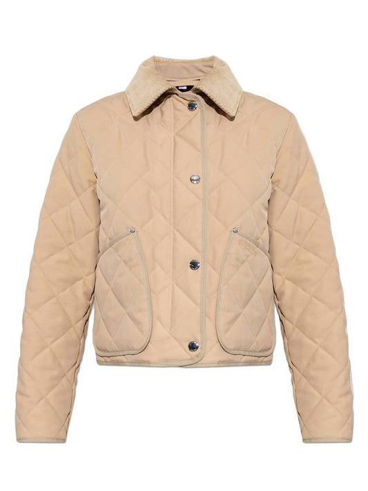 Corduroy Collar Diamond Quilted Jacket Soft Fawn - BURBERRY - BALAAN 1