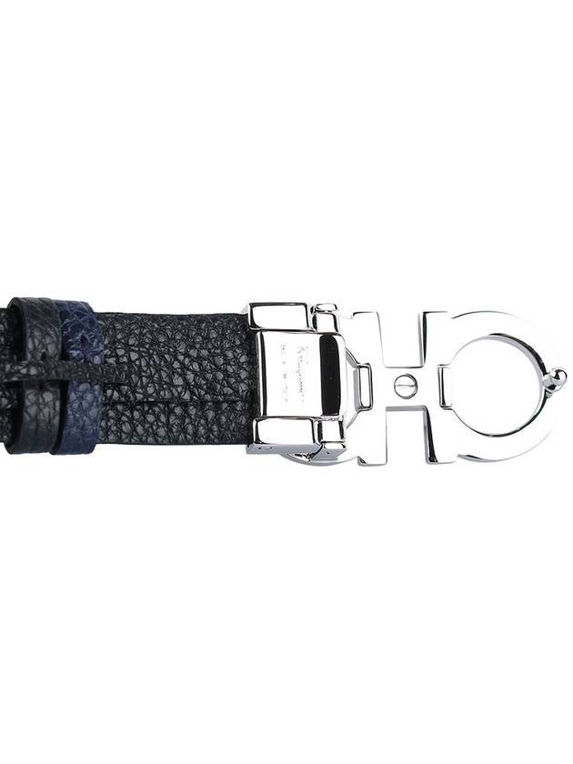 Reversible Gancini Leather Belt Black Blueberry - SALVATORE FERRAGAMO - BALAAN 7