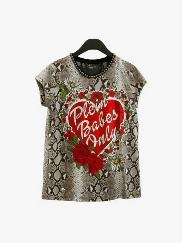 Women s Short Sleeve T Shirt Gray WTK0597 PJY002N 10 G 2 - PHILIPP PLEIN - BALAAN 1