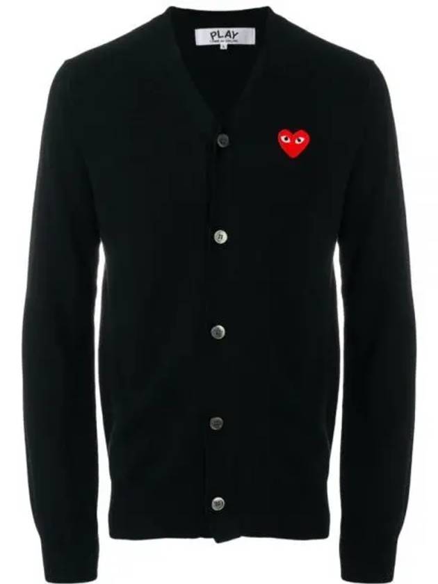 AZ N008 051 1 P1N008 AX Red Heart Wappen Wool Cardigan - COMME DES GARCONS - BALAAN 1