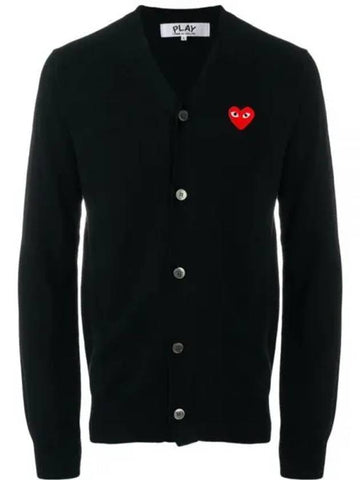 AZ N008 051 1 P1N008 AX Red Heart Wappen Wool Cardigan - COMME DES GARCONS - BALAAN 1