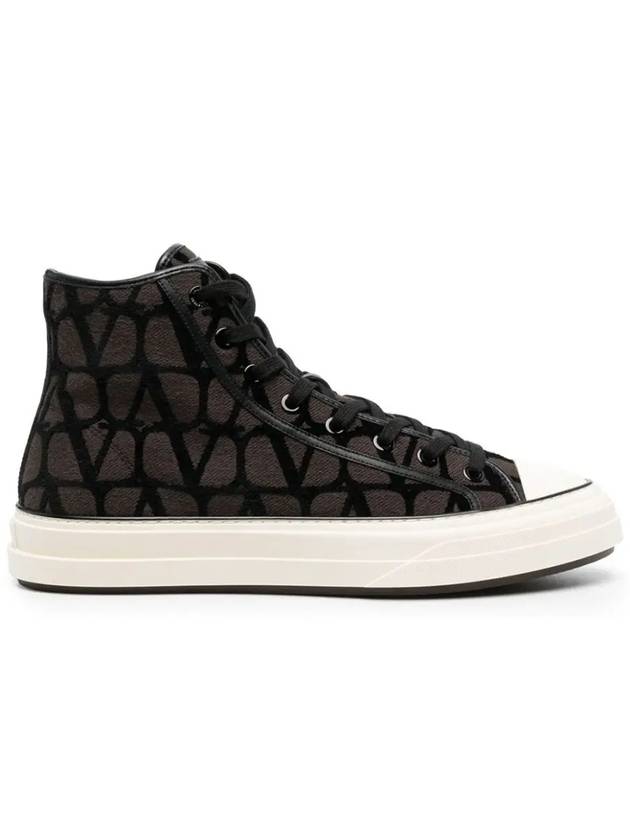 Toile Iconographe High Top Sneakers Brown - VALENTINO - BALAAN 3