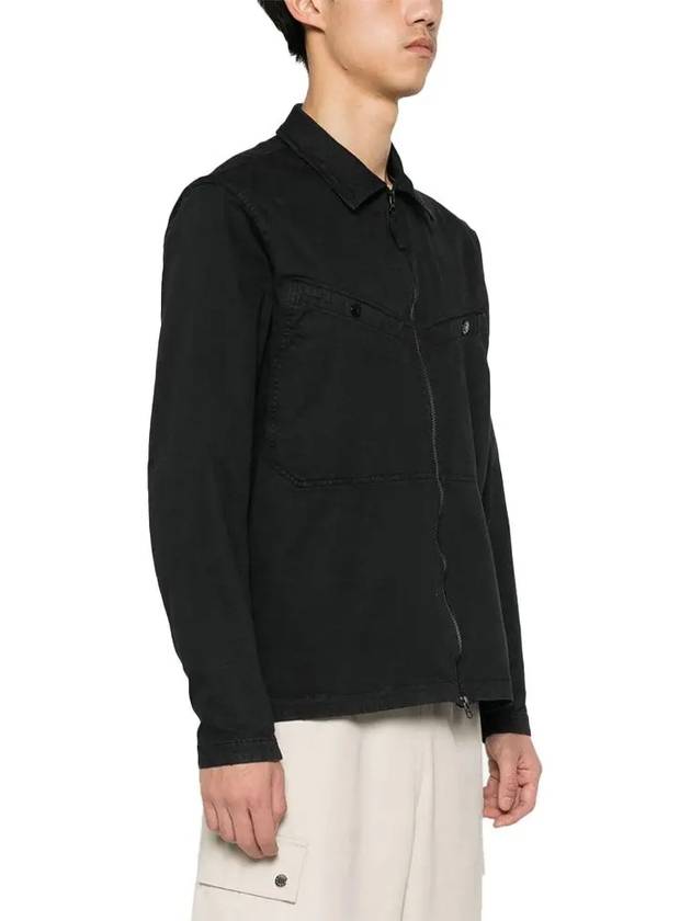 Wappen Patch Overshirt Zip Up Jacket Black - STONE ISLAND - BALAAN 4