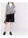 Sustainable Fine Merino Wool 4-Bar Relaxed Fit V-Neck Cardigan Light Grey - THOM BROWNE - BALAAN 3