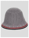 Striped Wool Silk Cashmere Bucket Hat Grey - THOM BROWNE - BALAAN 2