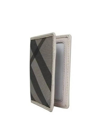 Gray Check Ivory Leather Card Wallet - BURBERRY - BALAAN 2