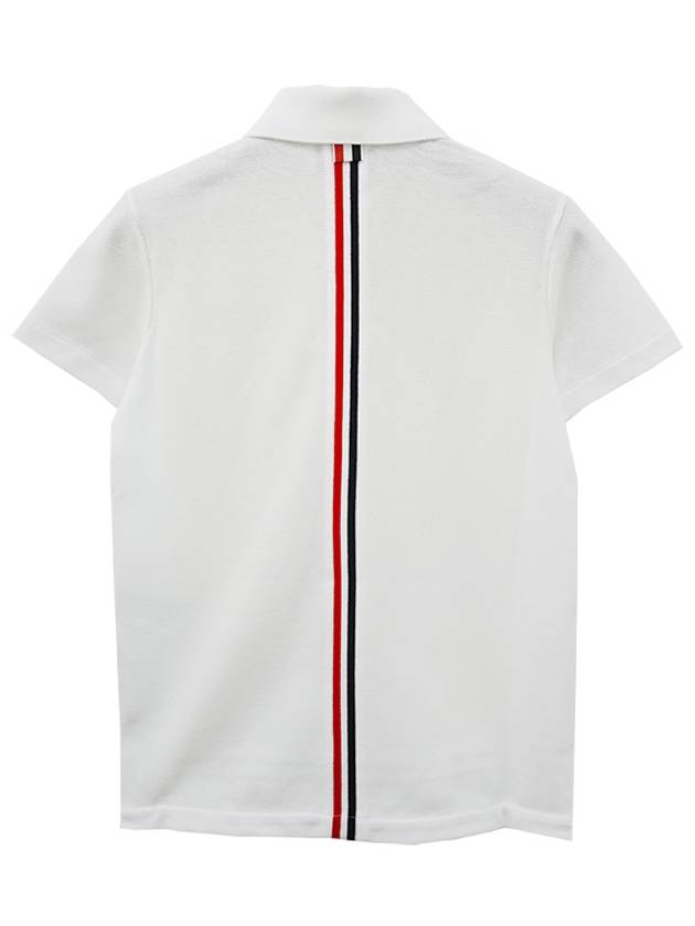 Classic Pique Center Back Stripe Relaxed Fit Short Sleeve Polo Shirt White - THOM BROWNE - BALAAN 4