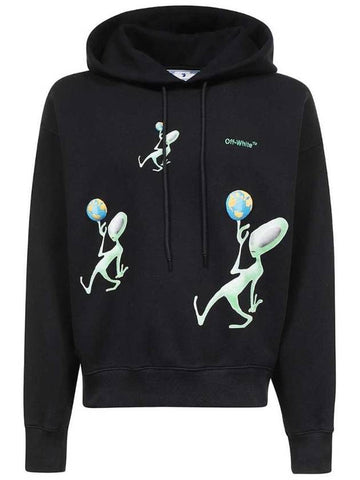 Alien Logo Drawstring Hoodie Black - OFF WHITE - BALAAN 1