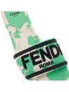 Rose Print Embroidered Logo Canvas Slide Slippers Green - FENDI - BALAAN 9