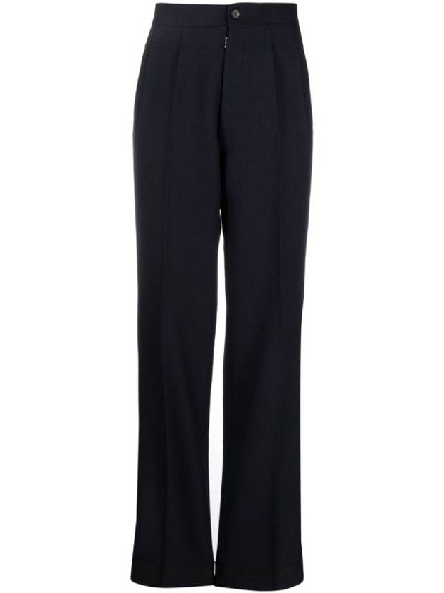 Herringbone Wool Pleated Straight Pants Navy - MAISON MARGIELA - BALAAN 2