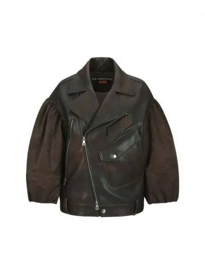 Maeve Puff Sleeves Leather Jacket Brown - ANDERSSON BELL - BALAAN 2