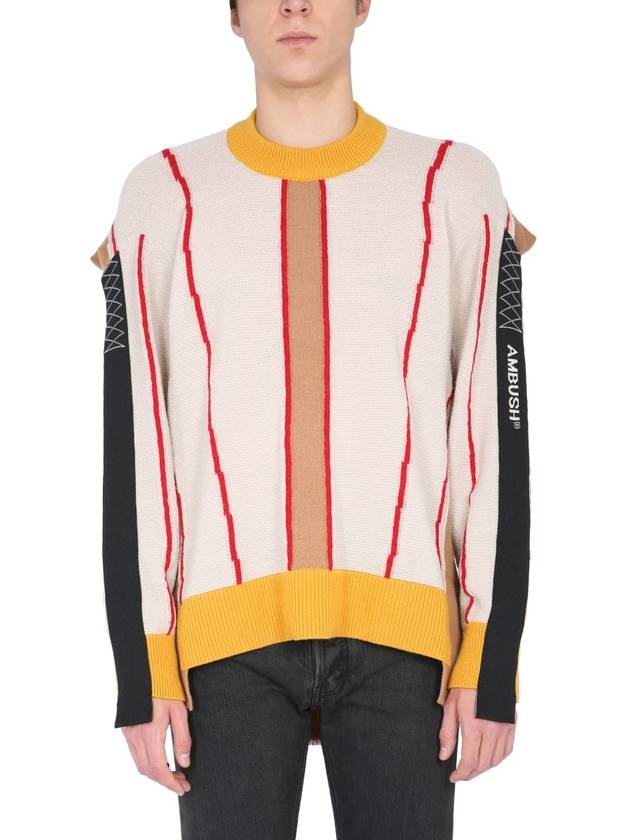 Men's Mix Panel Striped Knit Top Beige - AMBUSH - BALAAN 2