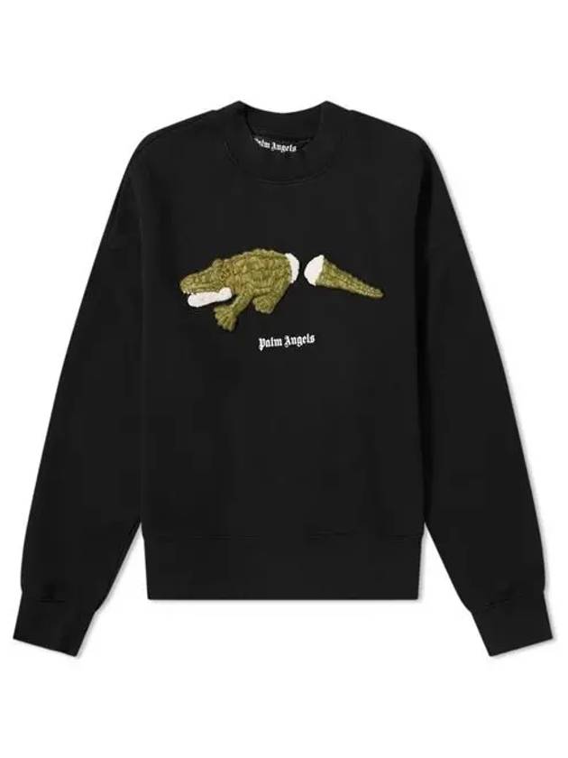 Printed sweatshirt black men PMBA026R21FLE002 105 - PALM ANGELS - BALAAN 2