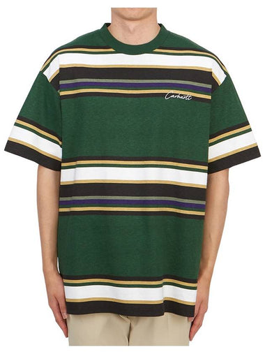 Morcom Striped Short Sleeve T-Shirt Green - CARHARTT WIP - BALAAN 1