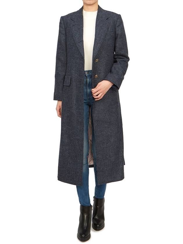 Solid Shetland Wide Lapel Single Coat Blue - THOM BROWNE - BALAAN 6