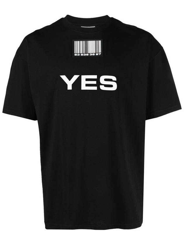 Yes No Print Short Sleeve T-Shirt Black - VETEMENTS - BALAAN 3