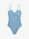 Gathered One-Piece Swimsuit Blue - GANNI - BALAAN 2