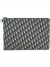 Oblique Jacquard A4 Pouch Clutch Bag Beige Black - DIOR - BALAAN 2