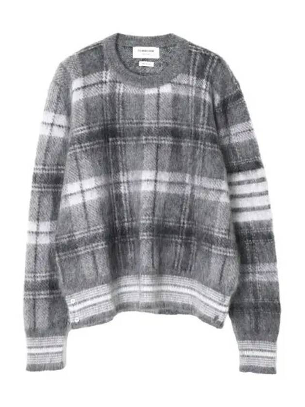 Tartan mohair check bar crewneck pullover - THOM BROWNE - BALAAN 1