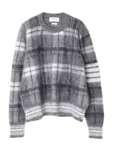 Tartan mohair check bar crew neck pullover knit - THOM BROWNE - BALAAN 1