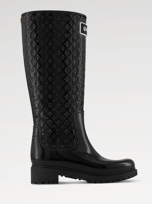 Splash Flat High Long Rain Boots Black - LOUIS VUITTON - BALAAN 1