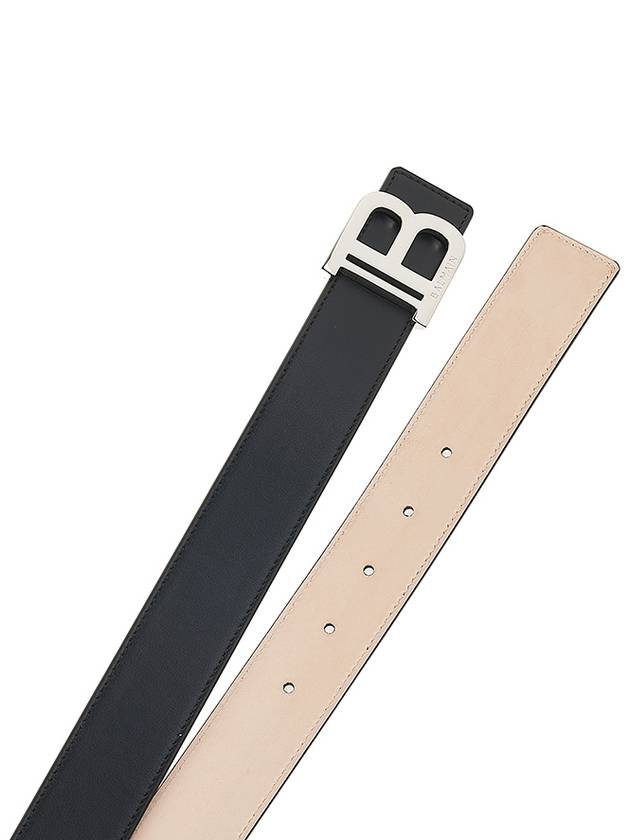 Buckle Smooth Leather Belt Black - BALMAIN - BALAAN.