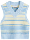 Striped Soft Wool Gilet Vest Light Blue - GANNI - BALAAN 2