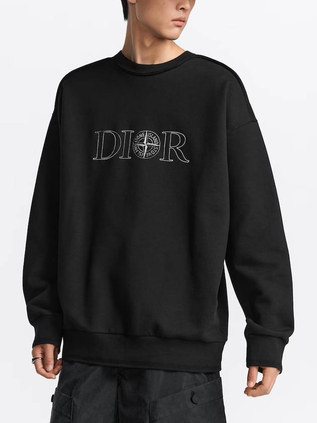 Cotton Fleece Sweatshirt Black - DIOR - BALAAN 6