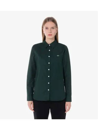 Women s Basic Oxford Stretch Shirt Deep Green - LACOSTE - BALAAN 1