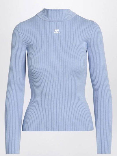 Mockneck Rib Knit Top Blue Sky - COURREGES - BALAAN 2