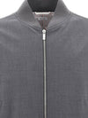 Diagonal Striped Knit Rib Blouson Bomber Jacket Dark Grey - THOM BROWNE - BALAAN 4