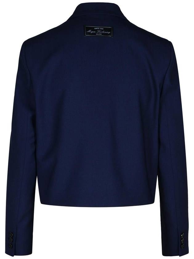 Msgm Navy Virgin Wool Crop Blazer - MSGM - BALAAN 3