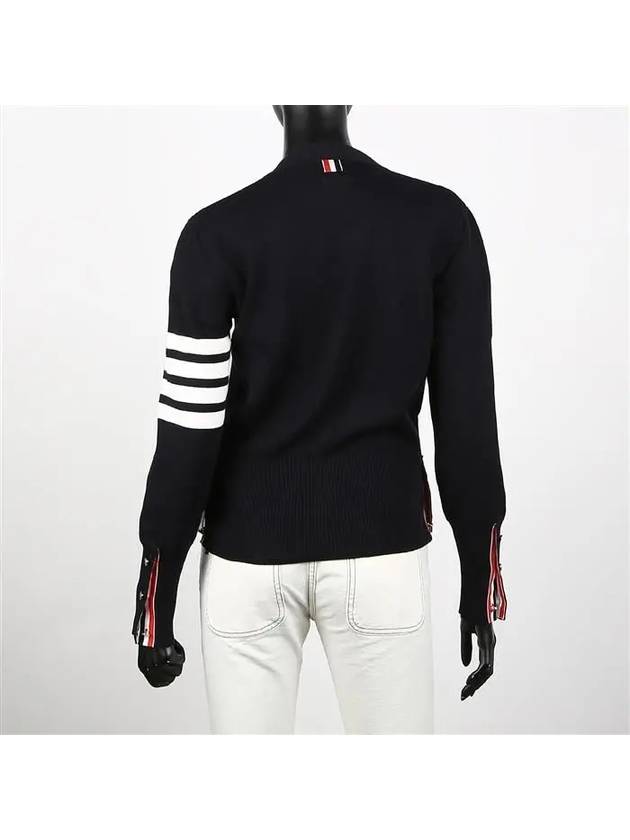 Cotton 4-Bar Milano Classic V-Neck Cardigan Navy - THOM BROWNE - BALAAN 5