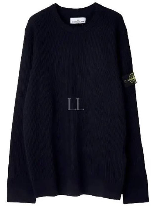 Crewneck Full Rib Wool Knit Top Navy - STONE ISLAND - BALAAN 2