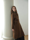 Kaisienne slim fit no collar slit wool embroidery stitch coat khaki brown - CAHIERS - BALAAN 6