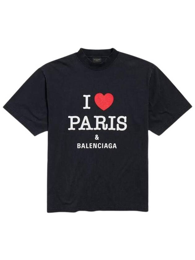 I Love Paris Medium Fit Short Sleeve T-Shirt Black - BALENCIAGA - BALAAN 1