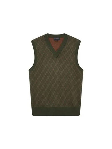 Men s Argyle Pattern Knit Vest Green 271390 - EMPORIO ARMANI - BALAAN 1