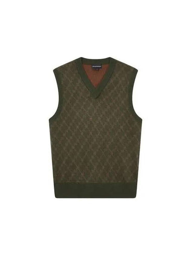 Men s Argyle Pattern Knit Vest Green 271390 - EMPORIO ARMANI - BALAAN 1