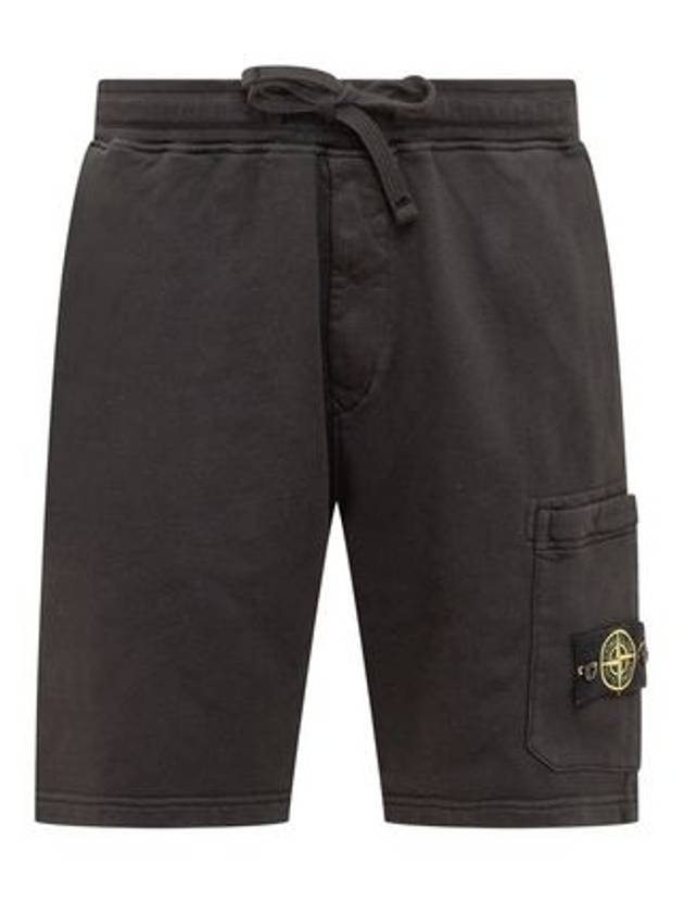 Cotton Fleece Cargo Bermuda Shorts Navy - STONE ISLAND - BALAAN 2