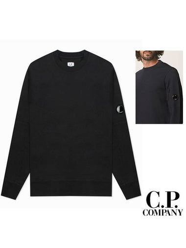 Diagonal Lens Wappen Sweatshirt Black 11CMSS055A - CP COMPANY - BALAAN 1