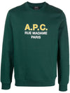 Logo Print Cotton Sweatshirt Green - A.P.C. - BALAAN 1