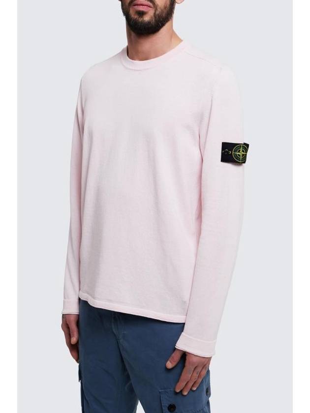 Raw Hand Cotton Crewneck Knit Top Pink - STONE ISLAND - BALAAN 2