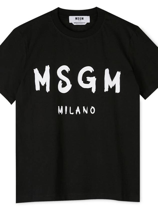 Brushed Logo Short Sleeve T-Shirt Black - MSGM - BALAAN 4