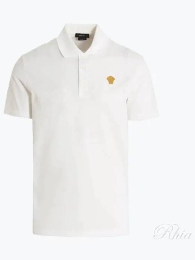 Embroidered Logo Polo Shirt White - VERSACE - BALAAN 2