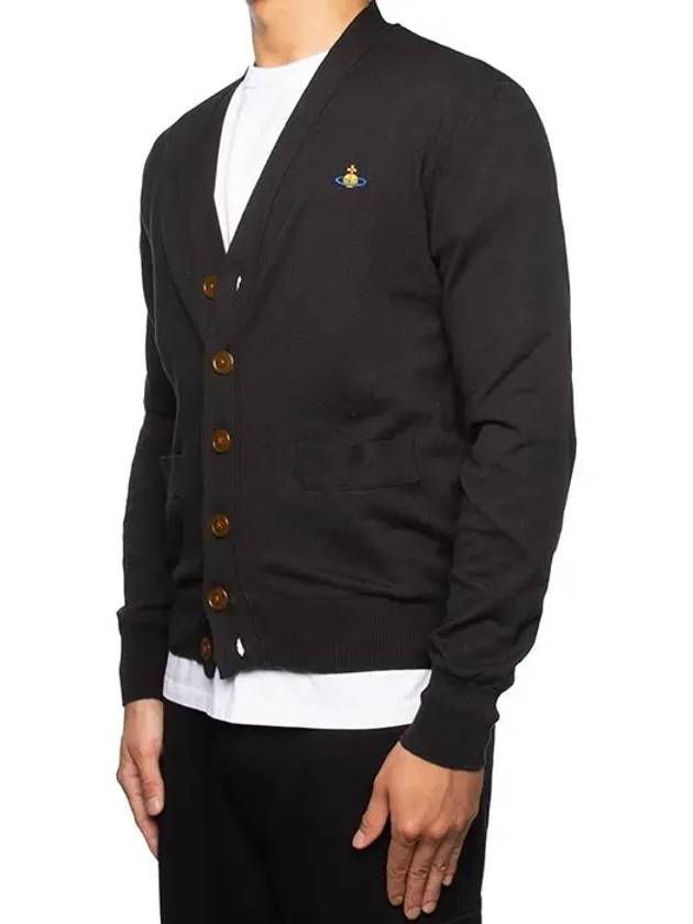 ORB Embroidery Logo V Neck Cardigan Black - VIVIENNE WESTWOOD - BALAAN 5