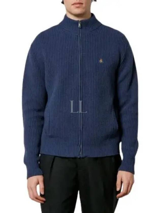 Logo Embroidery Zipper Cardigan Navy - VIVIENNE WESTWOOD - BALAAN 2