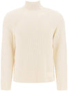 Logo Rib Turtleneck Ivory - AMI - BALAAN 1