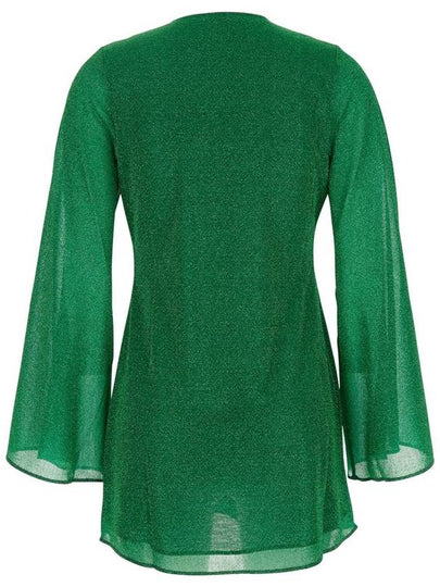 'Lumiere O-Kaftan' Green Kaftan With Plunging V Neck And Ring Metalware Detail On The Front In Tech Fabric Woman - OSEREE - BALAAN 2